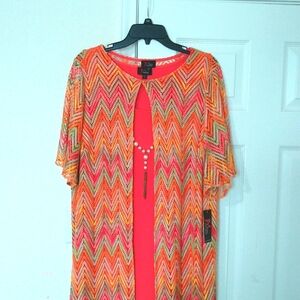 JM studio by John Meyer women's coral colorful plus size two pieces set dress
